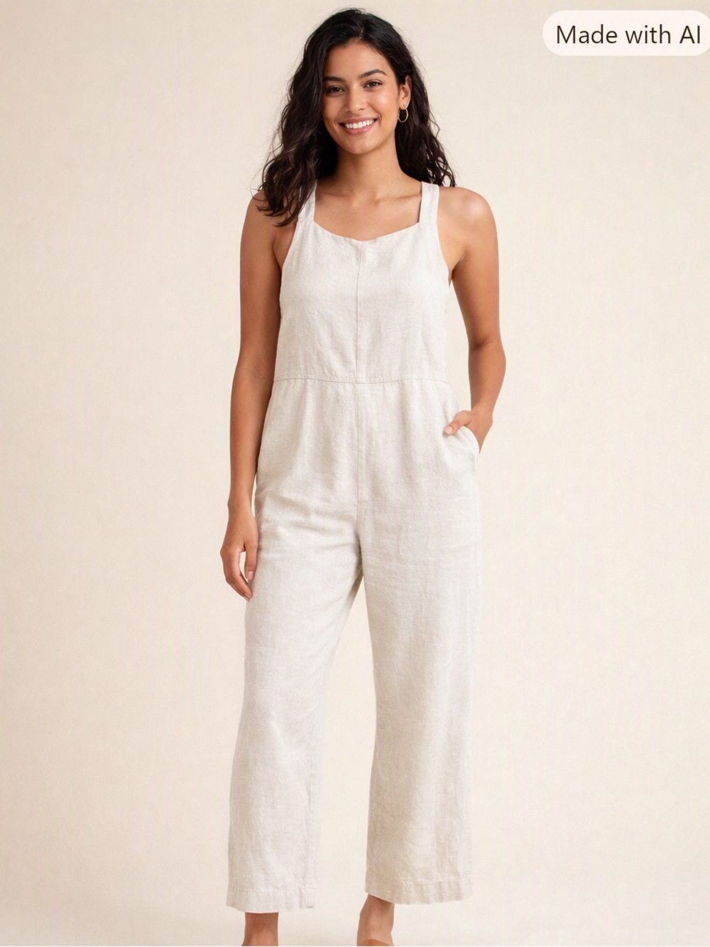 Old Navy Wide Leg Linen‑Blend Jumpsuit – Size M Like New